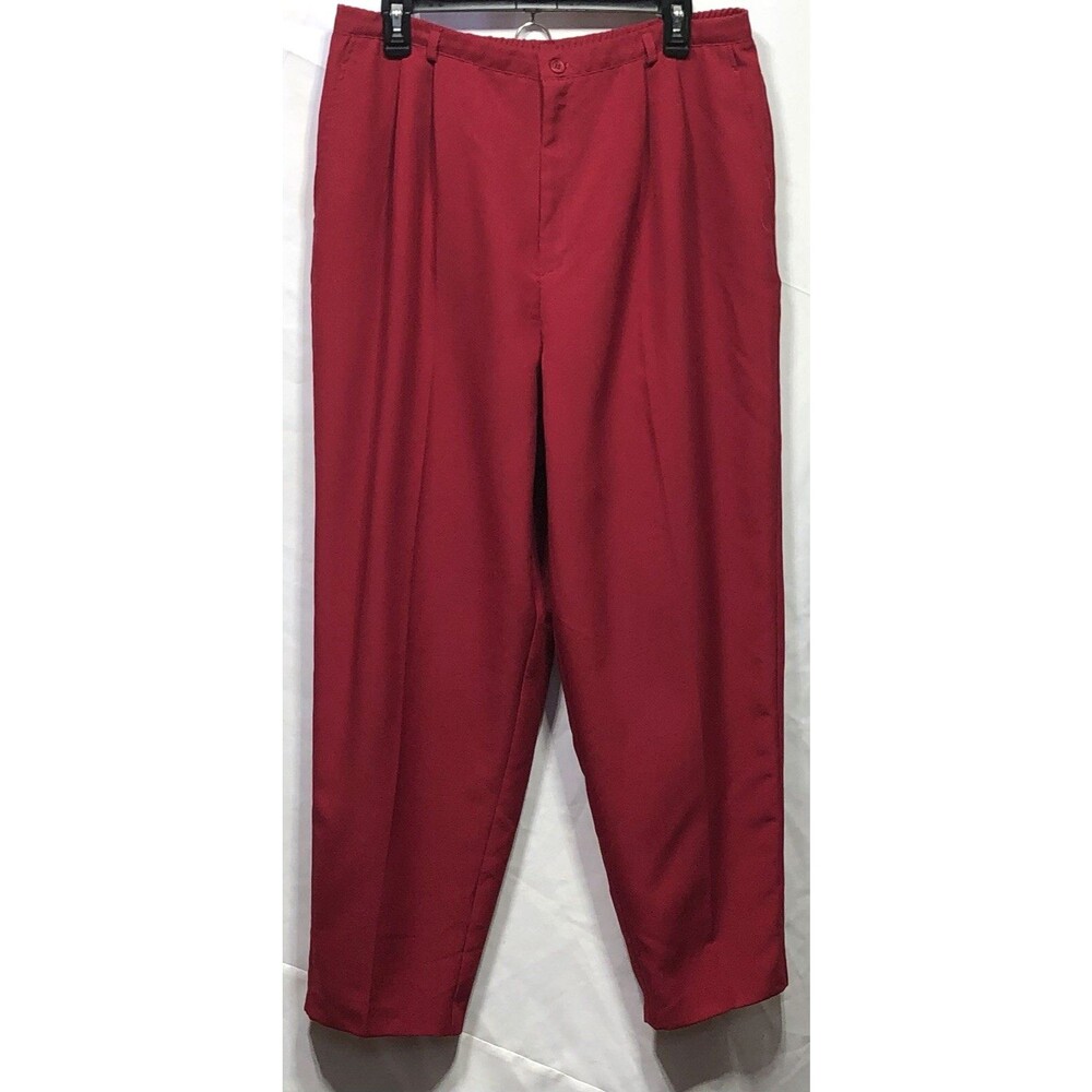 Liz Baker Dress Pants Slacks 18 Red Pleat Front 34"W High Rise Straight Leg
